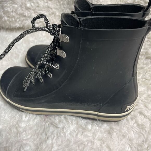 Rocket Dog Rainy black Rubber Rain lace up Boots size 10 - Picture 1 of 9